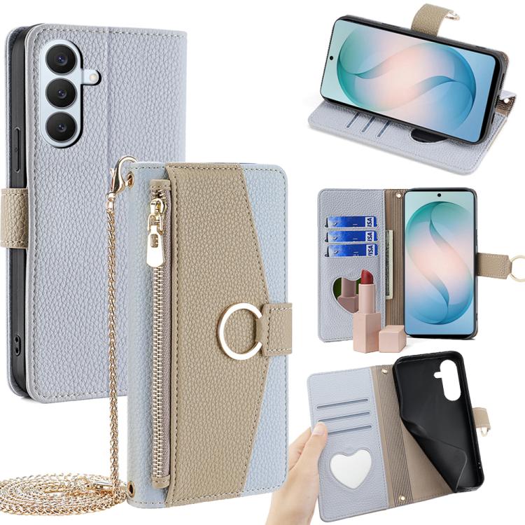 Custodia per telefono a tracolla in pelle con texture litchi, For Samsung Galaxy S26+ 5G, For Samsung Galaxy S26 Ultra 5G, For Samsung Galaxy S26 5G, For Samsung Galaxy S25 5G