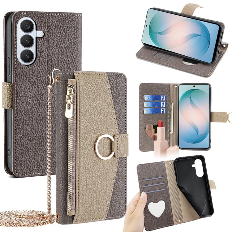 Custodia per telefono a tracolla in pelle con texture litchi, For Samsung Galaxy S26+ 5G, For Samsung Galaxy S26 Ultra 5G, For Samsung Galaxy S26 5G, For Samsung Galaxy S25 5G