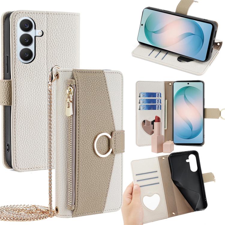 Custodia per telefono a tracolla in pelle con texture litchi, For Samsung Galaxy S26+ 5G, For Samsung Galaxy S26 Ultra 5G, For Samsung Galaxy S26 5G, For Samsung Galaxy S25 5G