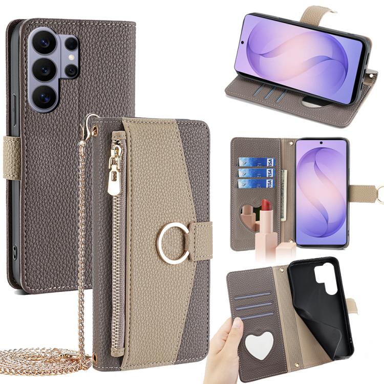Custodia per telefono a tracolla in pelle con texture litchi, For Samsung Galaxy S26+ 5G, For Samsung Galaxy S26 Ultra 5G, For Samsung Galaxy S26 5G, For Samsung Galaxy S25 5G