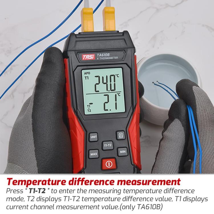 Termometro industriale portatile a termocoppia di tipo K TRSI TA616A, canale singolo, versione base, TA616A
