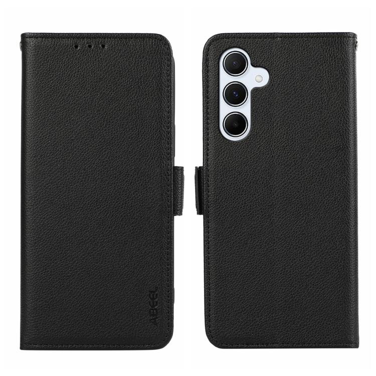 Custodia per telefono ABEEL in pelle con motivo litchi e chiusura magnetica laterale, con protezione RFID., For Samsung Galaxy A17/A18 5G, For Samsung Galaxy A57 5G, For Samsung Galaxy A37 5G, For Samsung Galaxy A27 5G
