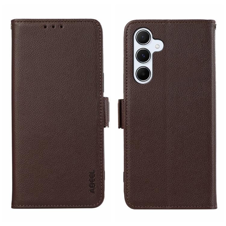 Custodia per telefono ABEEL in pelle con motivo litchi e chiusura magnetica laterale, con protezione RFID., For Samsung Galaxy A17/A18 5G, For Samsung Galaxy A57 5G, For Samsung Galaxy A37 5G, For Samsung Galaxy A27 5G