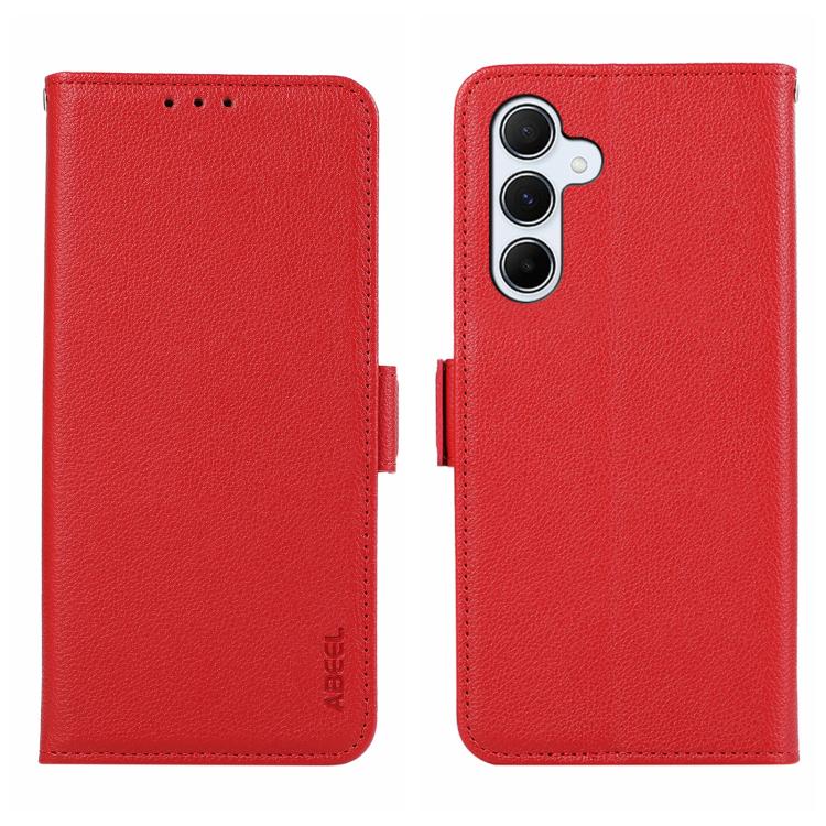 Custodia per telefono ABEEL in pelle con motivo litchi e chiusura magnetica laterale, con protezione RFID., For Samsung Galaxy A17/A18 5G, For Samsung Galaxy A57 5G, For Samsung Galaxy A37 5G, For Samsung Galaxy A27 5G