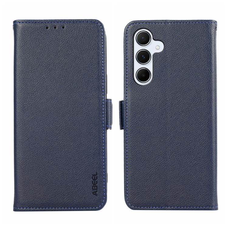 Custodia per telefono ABEEL in pelle con motivo litchi e chiusura magnetica laterale, con protezione RFID., For Samsung Galaxy A17/A18 5G, For Samsung Galaxy A57 5G, For Samsung Galaxy A37 5G, For Samsung Galaxy A27 5G
