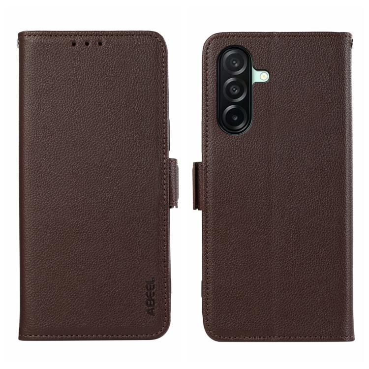Custodia per telefono ABEEL in pelle con motivo litchi e chiusura magnetica laterale, con protezione RFID., For Samsung Galaxy A17/A18 5G, For Samsung Galaxy A57 5G, For Samsung Galaxy A37 5G, For Samsung Galaxy A27 5G