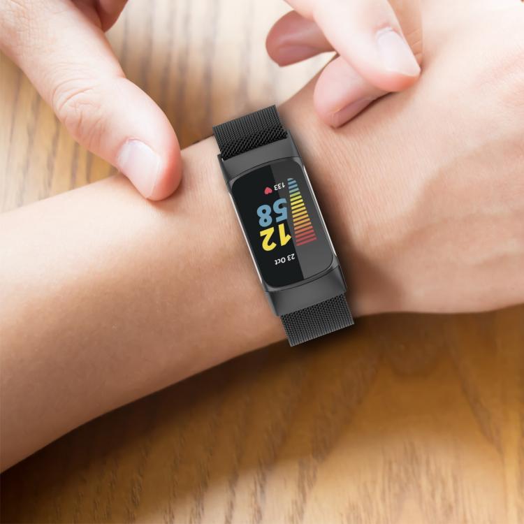 Cinturino magnetico in metallo milanese per Fitbit Charge 5 xDfind, S, L