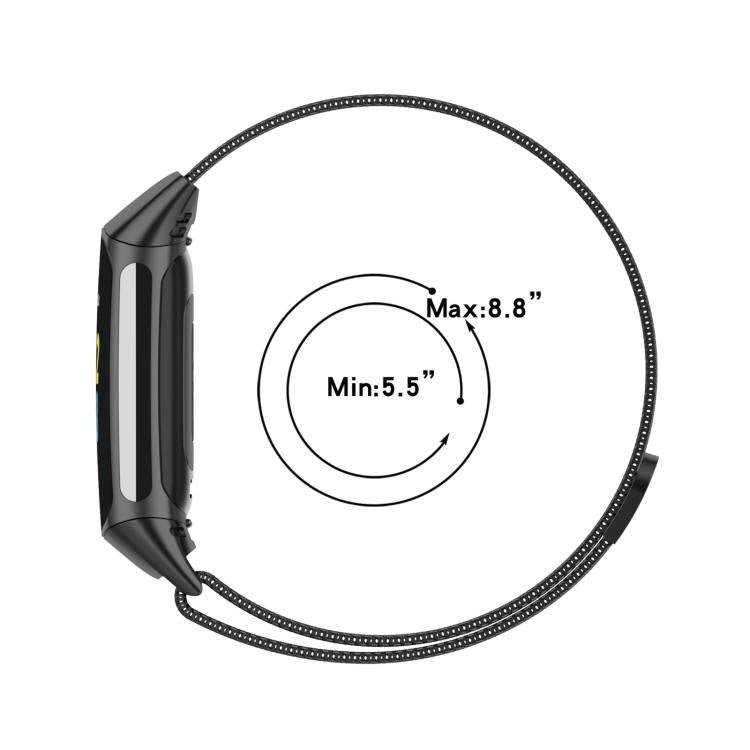 Cinturino magnetico in metallo milanese per Fitbit Charge 5 xDfind, S, L
