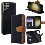 Custodia per telefono in similpelle con cuciture a contrasto e protezione RFID., For Samsung Galaxy S25+ 5G, For Samsung Galaxy S25 Ultra 5G, For Samsung Galaxy S23 Ultra 5G