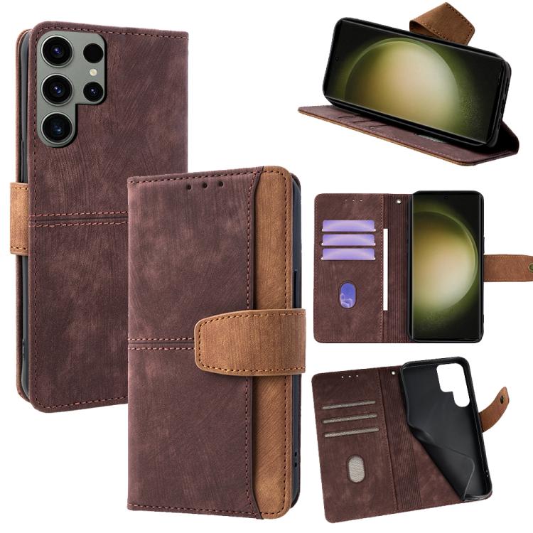 Custodia per telefono in similpelle con cuciture a contrasto e protezione RFID., For Samsung Galaxy S25+ 5G, For Samsung Galaxy S25 Ultra 5G, For Samsung Galaxy S23 Ultra 5G