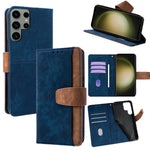 Custodia per telefono in similpelle con cuciture a contrasto e protezione RFID., For Samsung Galaxy S25+ 5G, For Samsung Galaxy S25 Ultra 5G, For Samsung Galaxy S23 Ultra 5G