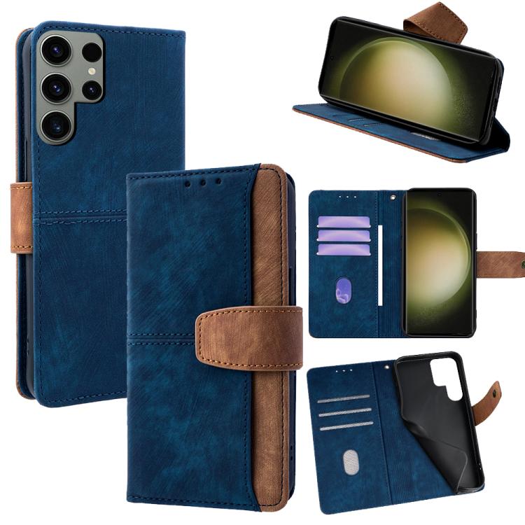 Custodia per telefono in similpelle con cuciture a contrasto e protezione RFID., For Samsung Galaxy S25+ 5G, For Samsung Galaxy S25 Ultra 5G, For Samsung Galaxy S23 Ultra 5G