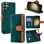 Custodia per telefono in similpelle con cuciture a contrasto e protezione RFID., For Samsung Galaxy S25+ 5G, For Samsung Galaxy S25 Ultra 5G, For Samsung Galaxy S23 Ultra 5G
