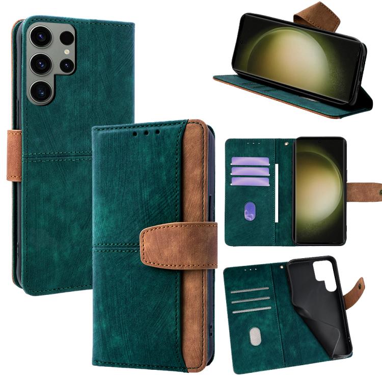 Custodia per telefono in similpelle con cuciture a contrasto e protezione RFID., For Samsung Galaxy S25+ 5G, For Samsung Galaxy S25 Ultra 5G, For Samsung Galaxy S23 Ultra 5G