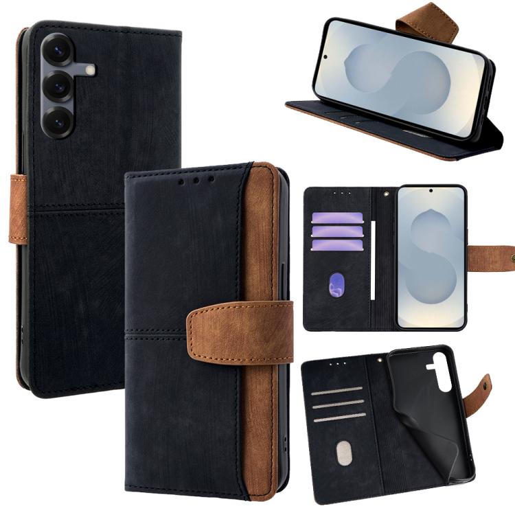 Custodia per telefono in similpelle con cuciture a contrasto e protezione RFID., For Samsung Galaxy S26+ 5G, For Samsung Galaxy S26 Ultra 5G, For Samsung Galaxy S26 5G, For Samsung Galaxy S25 5G