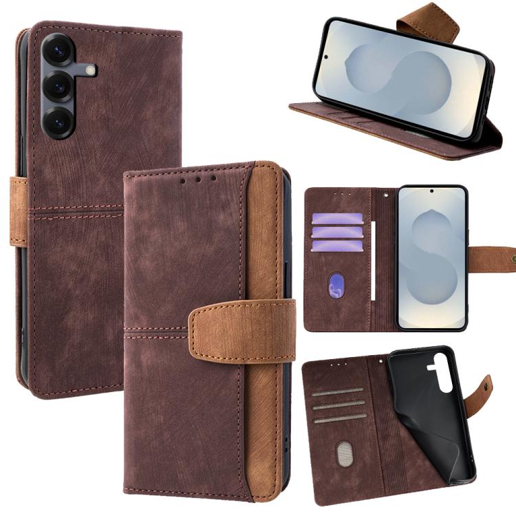 Custodia per telefono in similpelle con cuciture a contrasto e protezione RFID., For Samsung Galaxy S26+ 5G, For Samsung Galaxy S26 Ultra 5G, For Samsung Galaxy S26 5G, For Samsung Galaxy S25 5G