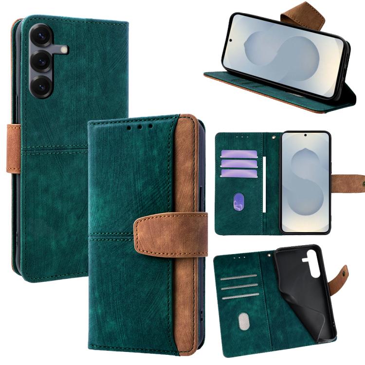 Custodia per telefono in similpelle con cuciture a contrasto e protezione RFID., For Samsung Galaxy S26+ 5G, For Samsung Galaxy S26 Ultra 5G, For Samsung Galaxy S26 5G, For Samsung Galaxy S25 5G