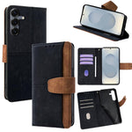 Custodia per telefono in similpelle con cuciture a contrasto e protezione RFID., For Samsung Galaxy S25+ 5G, For Samsung Galaxy S25 Ultra 5G, For Samsung Galaxy S23 Ultra 5G