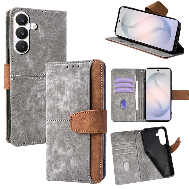Custodia per telefono in similpelle con cuciture a contrasto e protezione RFID., For Samsung Galaxy S26+ 5G, For Samsung Galaxy S26 Ultra 5G, For Samsung Galaxy S26 5G, For Samsung Galaxy S25 5G