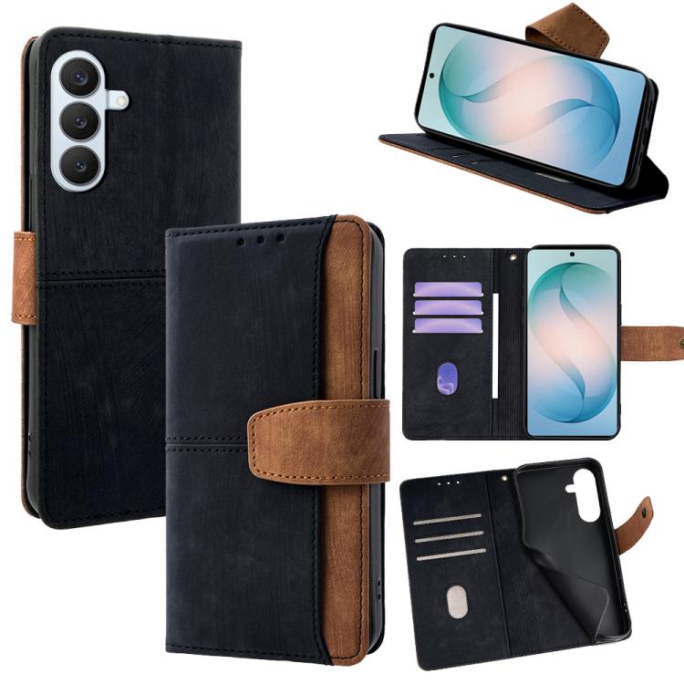 Custodia per telefono in similpelle con cuciture a contrasto e protezione RFID., For Samsung Galaxy S26+ 5G, For Samsung Galaxy S26 Ultra 5G, For Samsung Galaxy S26 5G, For Samsung Galaxy S25 5G