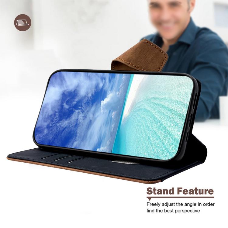 Custodia per telefono in similpelle con cuciture a contrasto e protezione RFID., For Samsung Galaxy S26+ 5G, For Samsung Galaxy S26 Ultra 5G, For Samsung Galaxy S26 5G, For Samsung Galaxy S25 5G