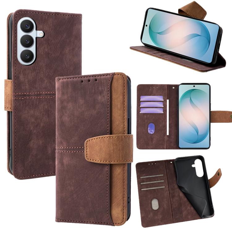 Custodia per telefono in similpelle con cuciture a contrasto e protezione RFID., For Samsung Galaxy S26+ 5G, For Samsung Galaxy S26 Ultra 5G, For Samsung Galaxy S26 5G, For Samsung Galaxy S25 5G