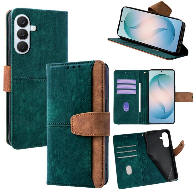 Custodia per telefono in similpelle con cuciture a contrasto e protezione RFID., For Samsung Galaxy S26+ 5G, For Samsung Galaxy S26 Ultra 5G, For Samsung Galaxy S26 5G, For Samsung Galaxy S25 5G