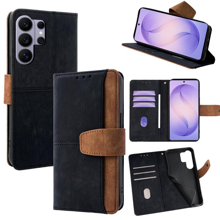 Custodia per telefono in similpelle con cuciture a contrasto e protezione RFID., For Samsung Galaxy S26+ 5G, For Samsung Galaxy S26 Ultra 5G, For Samsung Galaxy S26 5G, For Samsung Galaxy S25 5G