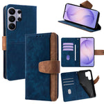 Custodia per telefono in similpelle con cuciture a contrasto e protezione RFID., For Samsung Galaxy S26+ 5G, For Samsung Galaxy S26 Ultra 5G, For Samsung Galaxy S26 5G, For Samsung Galaxy S25 5G