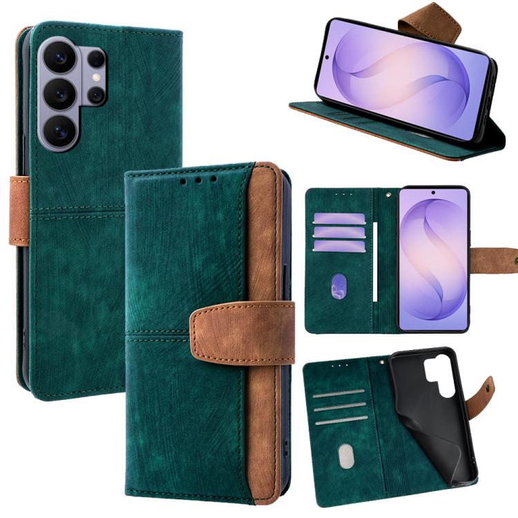 Custodia per telefono in similpelle con cuciture a contrasto e protezione RFID., For Samsung Galaxy S26+ 5G, For Samsung Galaxy S26 Ultra 5G, For Samsung Galaxy S26 5G, For Samsung Galaxy S25 5G
