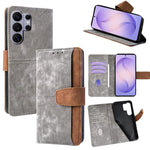 Custodia per telefono in similpelle con cuciture a contrasto e protezione RFID., For Samsung Galaxy S26+ 5G, For Samsung Galaxy S26 Ultra 5G, For Samsung Galaxy S26 5G, For Samsung Galaxy S25 5G