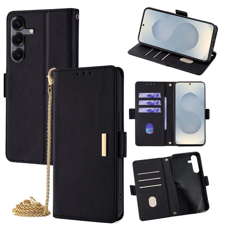 Custodia per telefono in pelle con catena a tracolla, For Samsung Galaxy S26+ 5G, For Samsung Galaxy S26 Ultra 5G, For Samsung Galaxy S26 5G, For Samsung Galaxy S25 5G