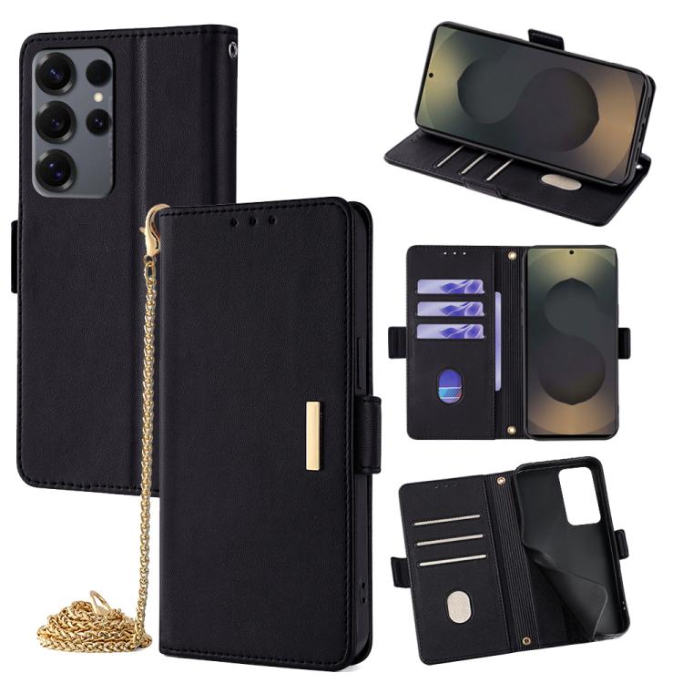 Custodia per telefono in pelle con catena a tracolla, For Samsung Galaxy S25+ 5G, For Samsung Galaxy S25 Ultra 5G