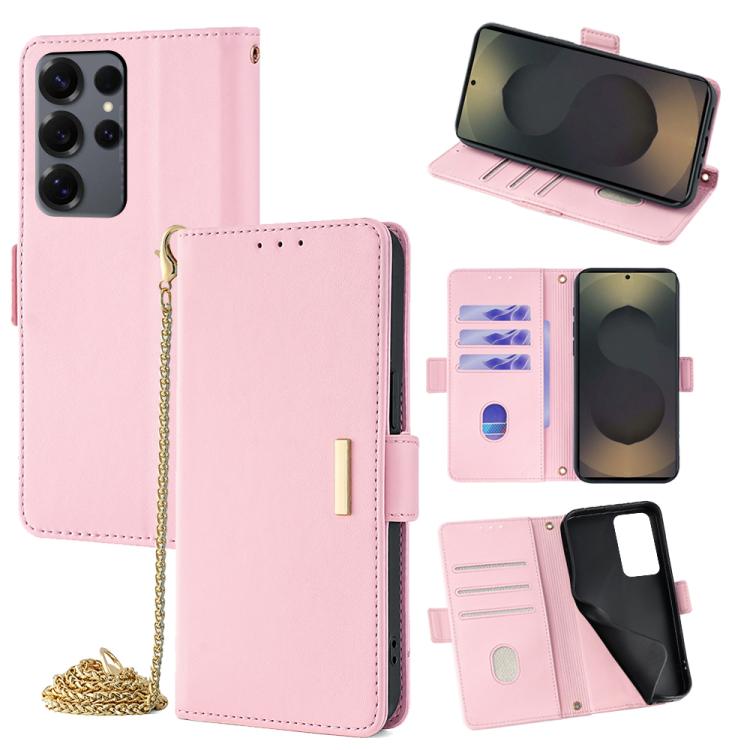 Custodia per telefono in pelle con catena a tracolla, For Samsung Galaxy S25+ 5G, For Samsung Galaxy S25 Ultra 5G
