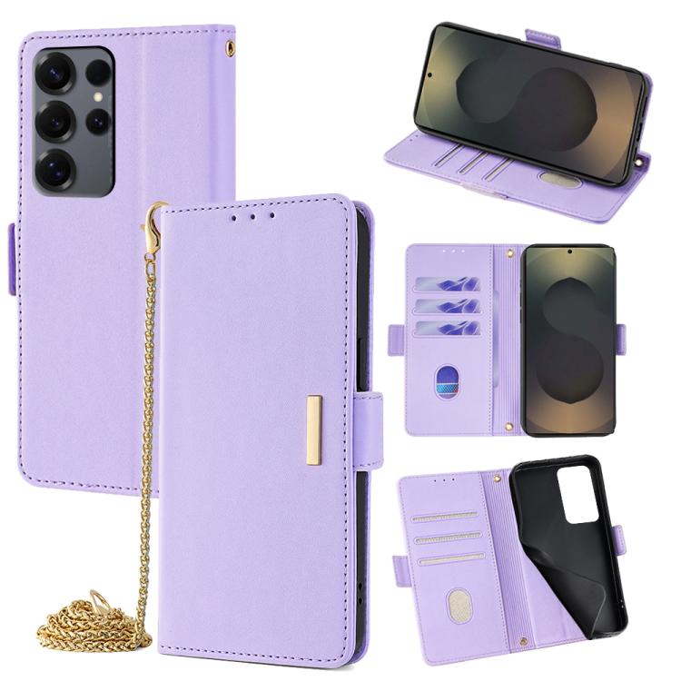 Custodia per telefono in pelle con catena a tracolla, For Samsung Galaxy S25+ 5G, For Samsung Galaxy S25 Ultra 5G