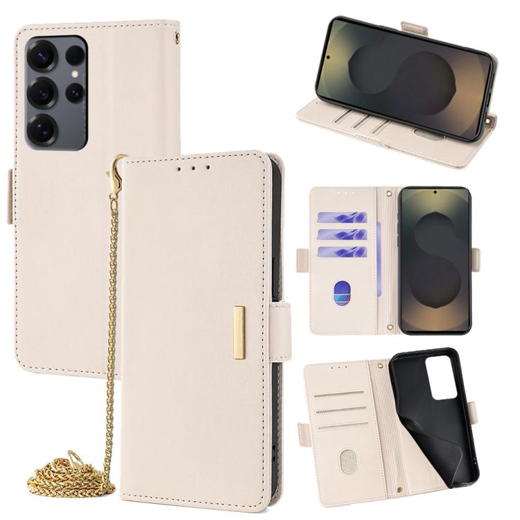 Custodia per telefono in pelle con catena a tracolla, For Samsung Galaxy S25+ 5G, For Samsung Galaxy S25 Ultra 5G