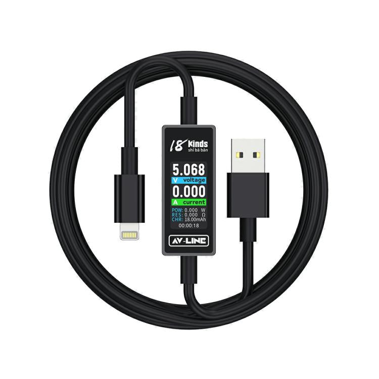 Cavo dati di ricarica con rilevamento intelligente AV-Line 2.0 da 1,2 m, compatibile con 18 tipi di dispositivi., USB to  8 Pin, USB to Type-C