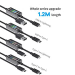Cavo dati di ricarica con rilevamento intelligente AV-Line 2.0 da 1,2 m, compatibile con 18 tipi di dispositivi., USB to  8 Pin, USB to Type-C