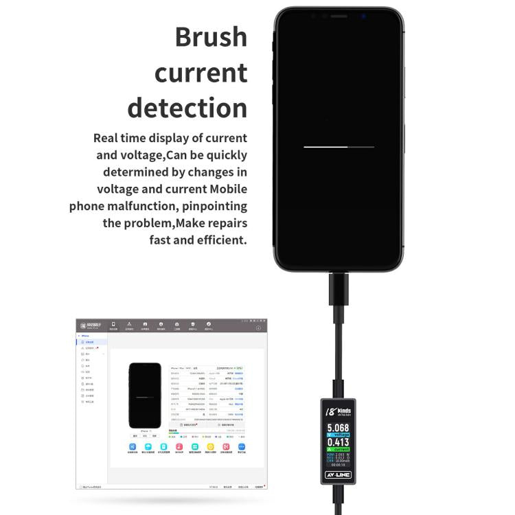 Cavo dati di ricarica con rilevamento intelligente AV-Line 2.0 da 1,2 m, compatibile con 18 tipi di dispositivi., USB to  8 Pin, USB to Type-C