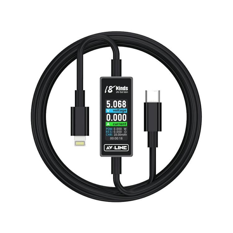 Cavo dati di ricarica con rilevamento intelligente AV-Line Pro da 1,2 m, compatibile con 18 tipi di dispositivi., Type-C to  8 Pin, Type-C to Type-C