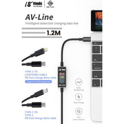 Cavo dati di ricarica con rilevamento intelligente AV-Line Pro da 1,2 m, compatibile con 18 tipi di dispositivi., Type-C to  8 Pin, Type-C to Type-C