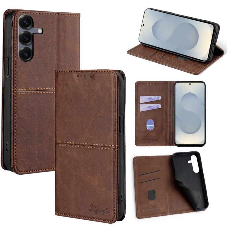 Custodia magnetica per telefono in pelle con texture mucca, For Samsung Galaxy S25 5G, For Samsung Galaxy S25+ 5G, For Samsung Galaxy S25 Ultra 5G, For Samsung Galaxy A05 4G
