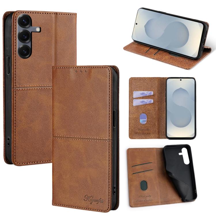 Custodia magnetica per telefono in pelle con texture mucca, For Samsung Galaxy S25 5G, For Samsung Galaxy S25+ 5G, For Samsung Galaxy S25 Ultra 5G, For Samsung Galaxy A05 4G