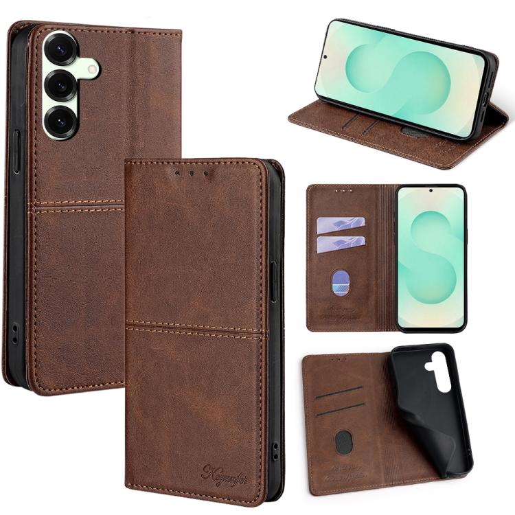 Custodia magnetica per telefono in pelle con texture mucca, For Samsung Galaxy S25 5G, For Samsung Galaxy S25+ 5G, For Samsung Galaxy S25 Ultra 5G, For Samsung Galaxy A05 4G