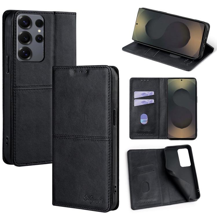 Custodia magnetica per telefono in pelle con texture mucca, For Samsung Galaxy S25 5G, For Samsung Galaxy S25+ 5G, For Samsung Galaxy S25 Ultra 5G, For Samsung Galaxy A05 4G