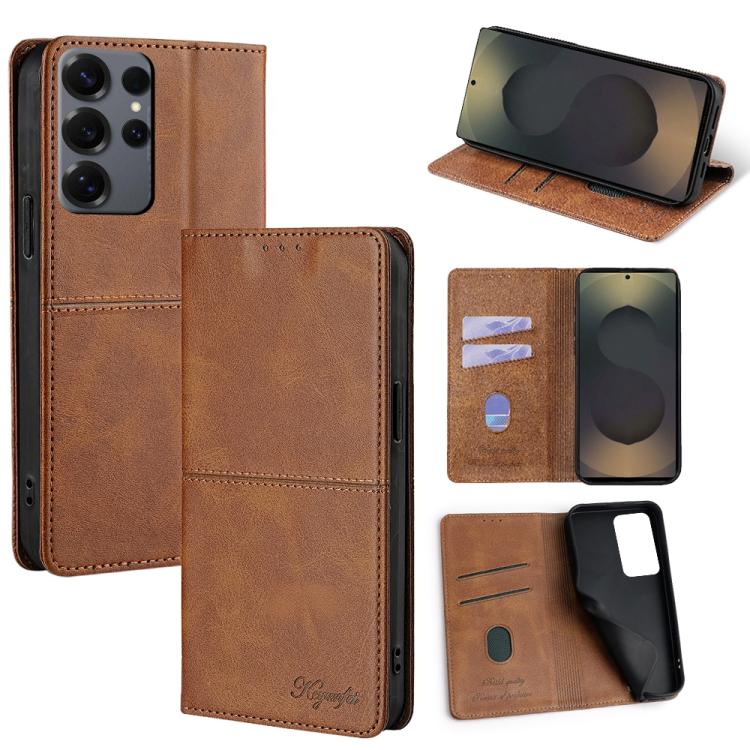 Custodia magnetica per telefono in pelle con texture mucca, For Samsung Galaxy S25 5G, For Samsung Galaxy S25+ 5G, For Samsung Galaxy S25 Ultra 5G, For Samsung Galaxy A05 4G