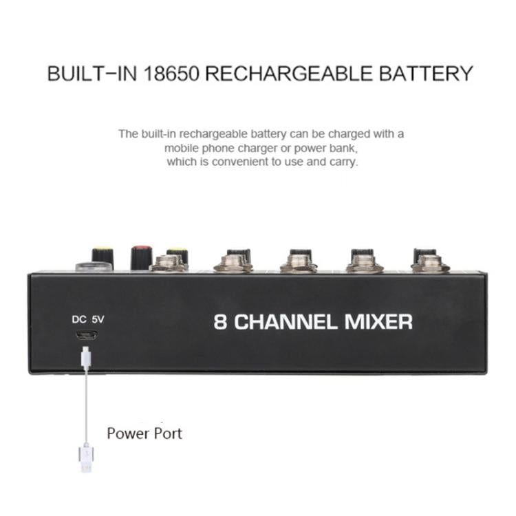 Mixer audio TEYUN Q48 8 canali con riverbero