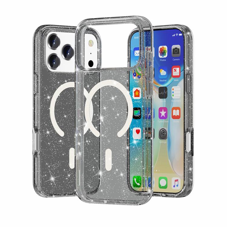 Custodia magnetica per telefono MagSafe in stile Terminator con glitter in polvere., For iPhone 18 Pro / 17 Pro, For iPhone 18 Pro Max / 17 Pro Max, For iPhone 17