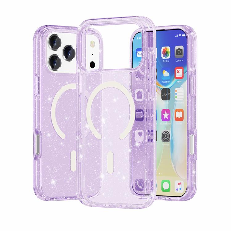 Custodia magnetica per telefono MagSafe in stile Terminator con glitter in polvere., For iPhone 18 Pro / 17 Pro, For iPhone 18 Pro Max / 17 Pro Max, For iPhone 17