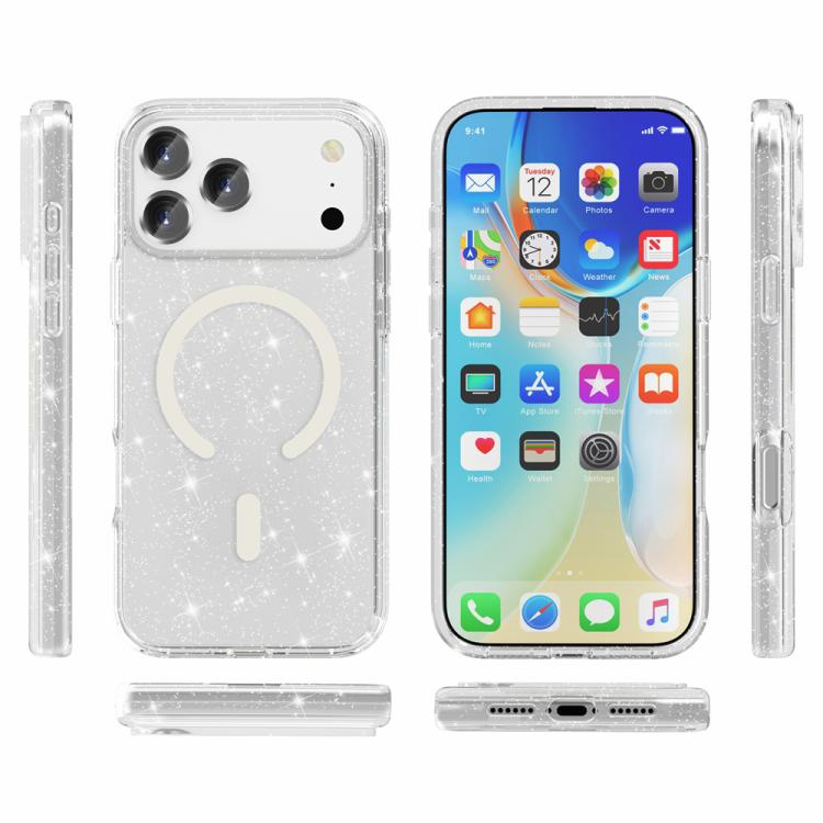 Custodia magnetica per telefono MagSafe in stile Terminator con glitter in polvere., For iPhone 18 Pro / 17 Pro, For iPhone 18 Pro Max / 17 Pro Max, For iPhone 17